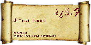 Örsi Fanni névjegykártya