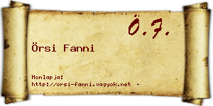 Örsi Fanni névjegykártya